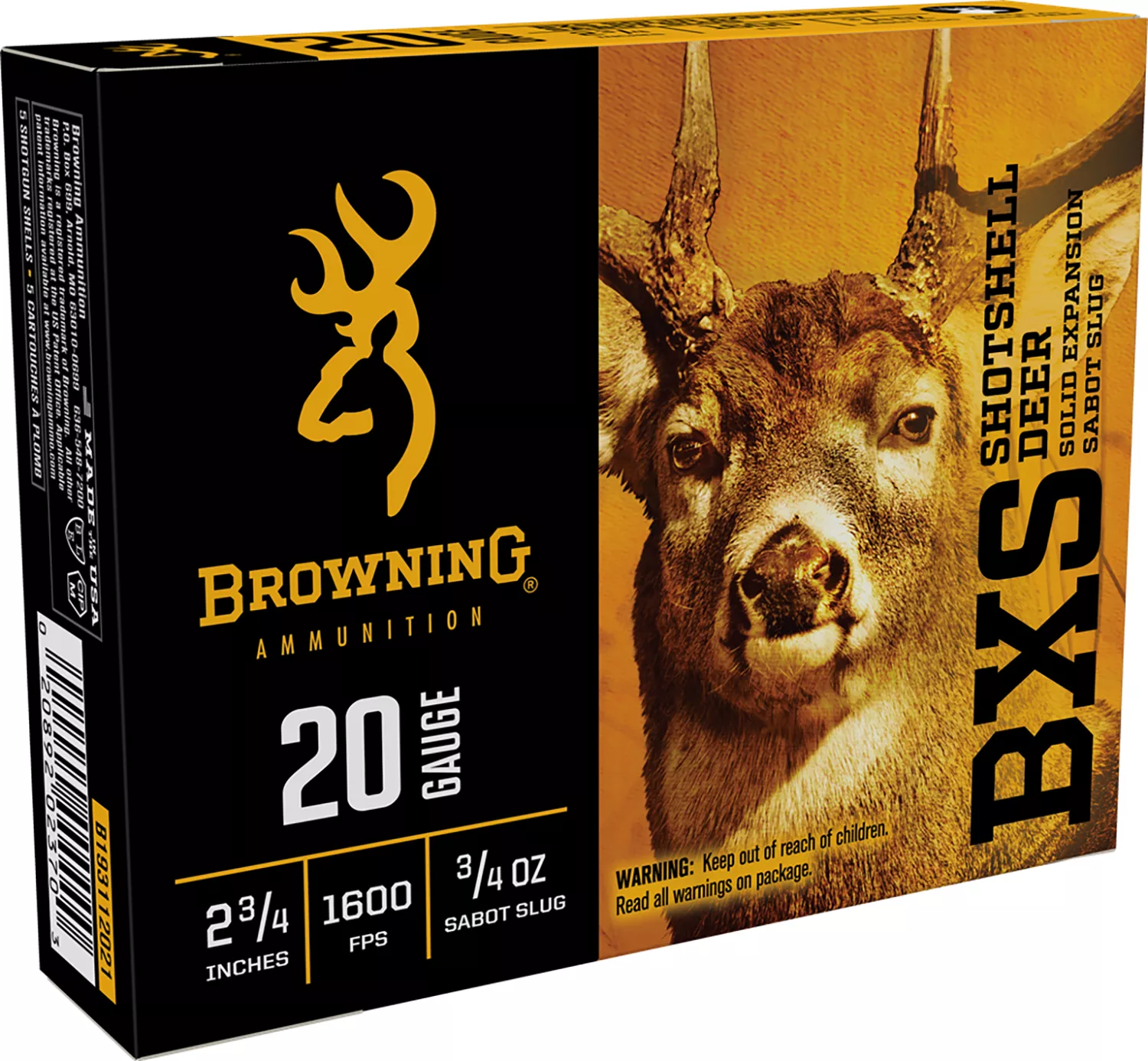 Browning BXS 20 Gauge 2-3/4" Sabot Slug Shot - 5 Rounds