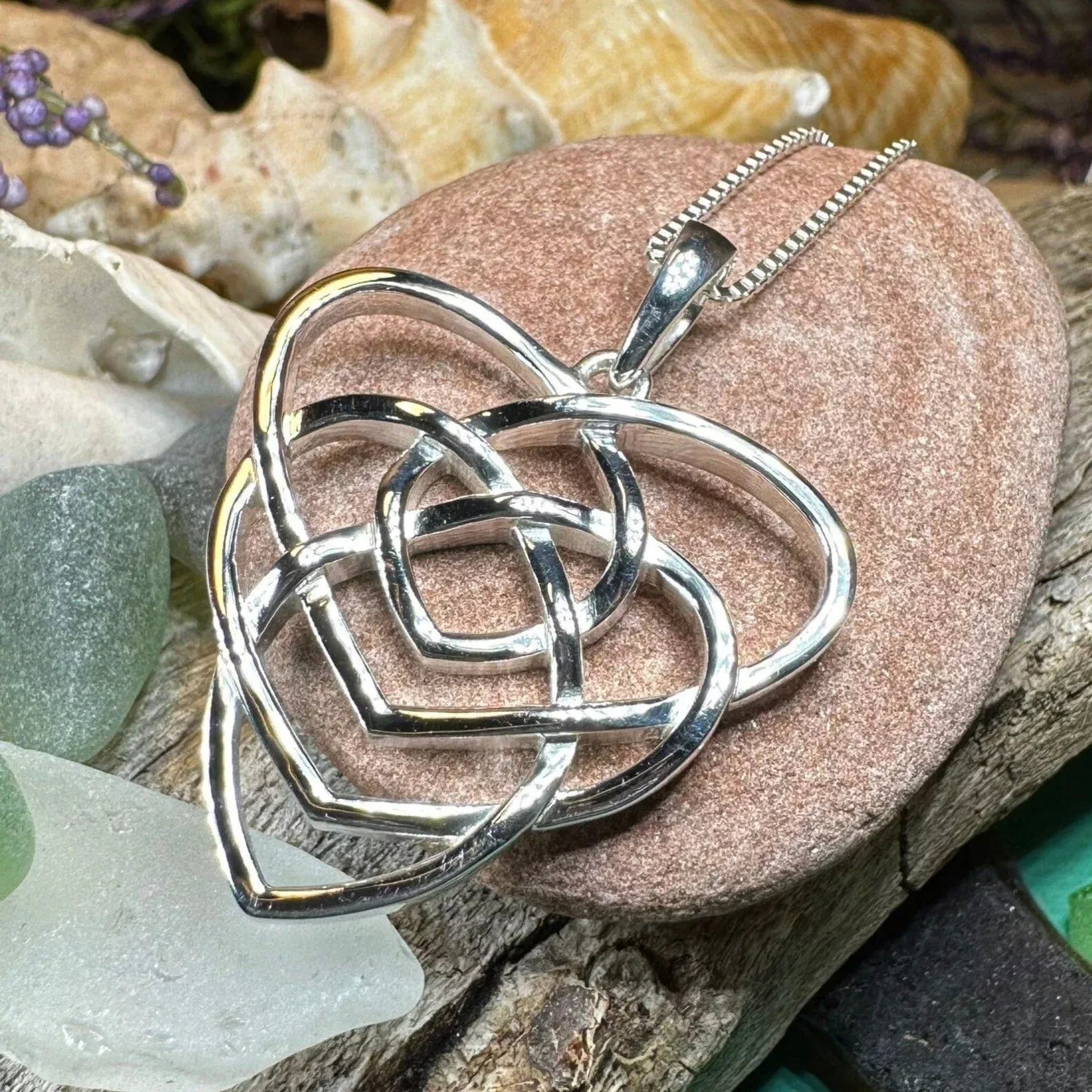 Brychan Celtic Mother's Knot Necklace in Sterling Silver