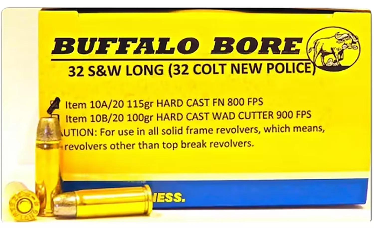 Buffalo Bore Ammunition 10A20 Personal Defense Strictly Business 32S&W Long 115gr Hard Cast Flat Nose 20 Per Box/12 Case
