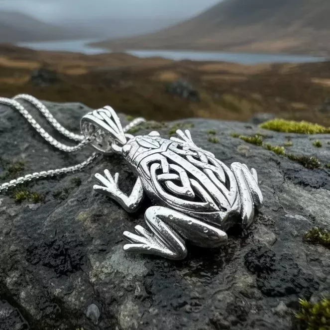 Celtic Frog Necklace in Sterling Silver