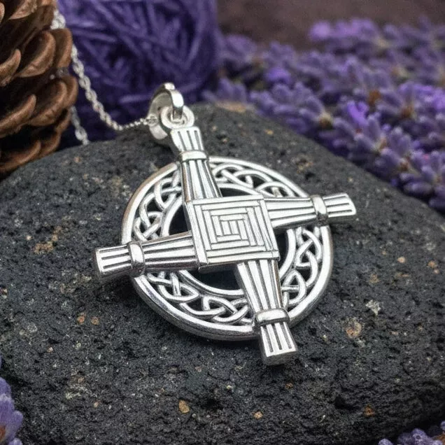 Celtic Irish Saint Brigid's Cross Necklace in Sterling Silver