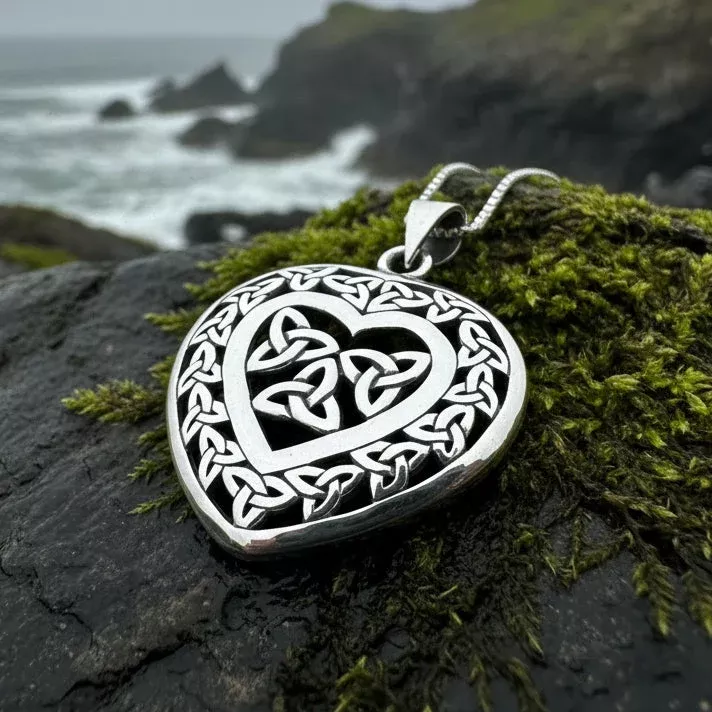 Celtic Loving Heart Necklace in Sterling Silver