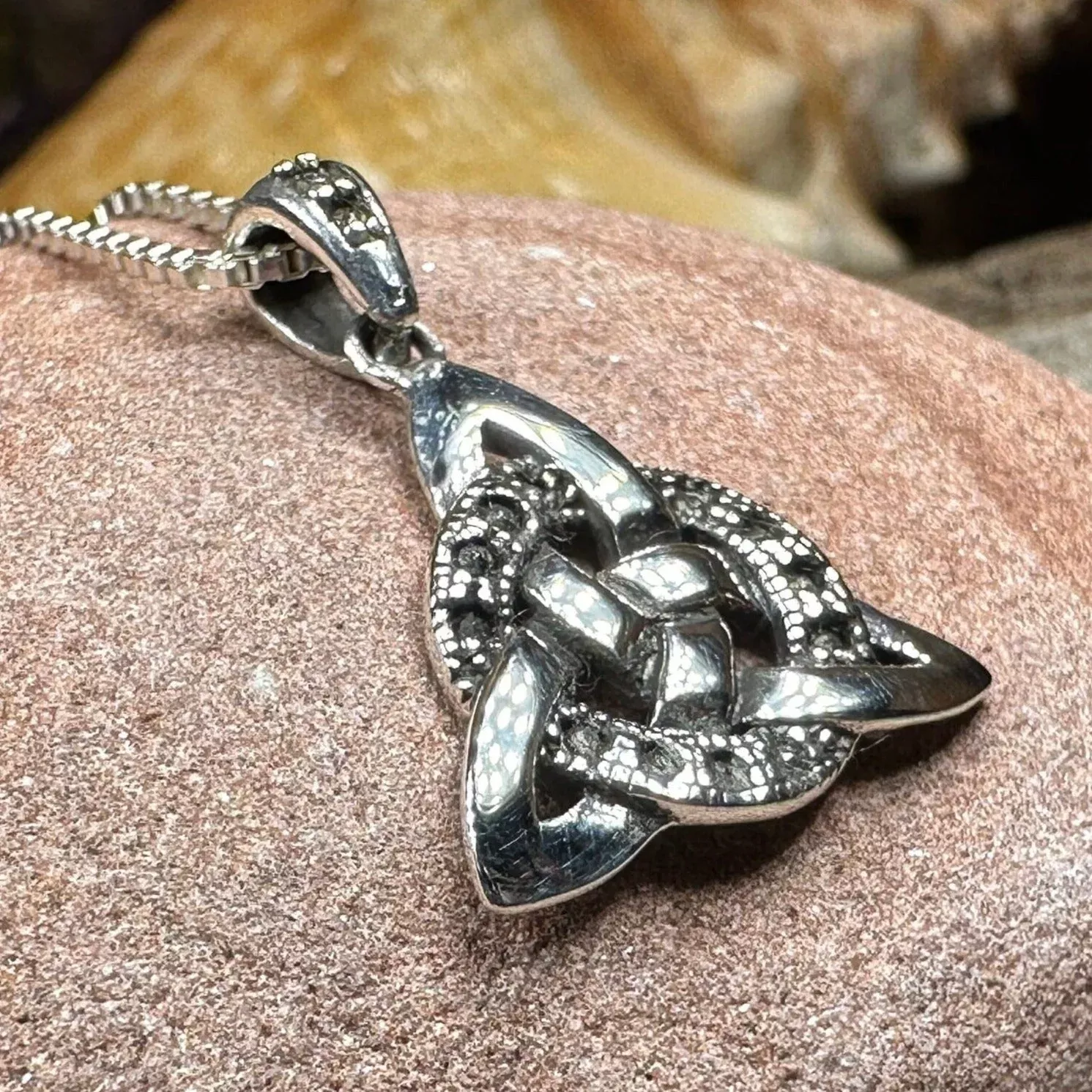 Celtic Trinity Knot Necklace with Marcasite