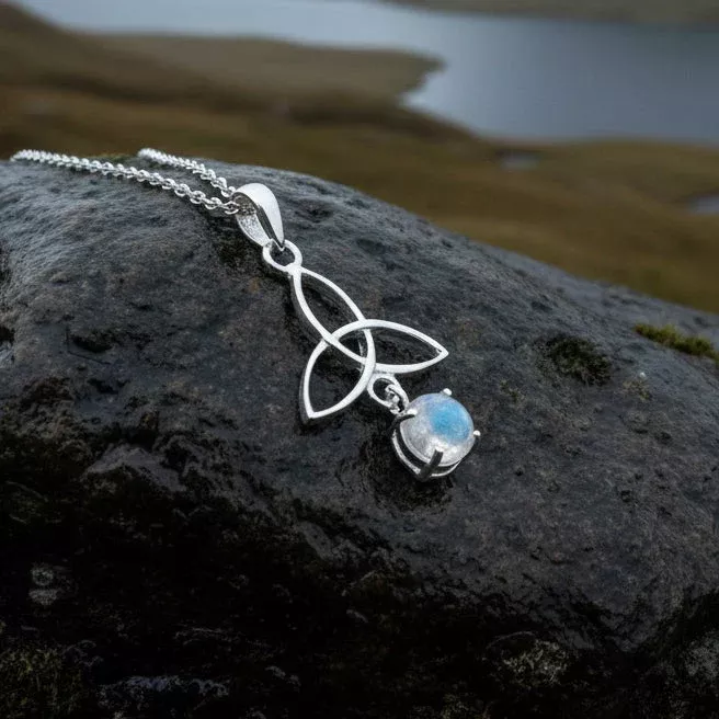Celtic Trinity Knot Necklace with Moonstone