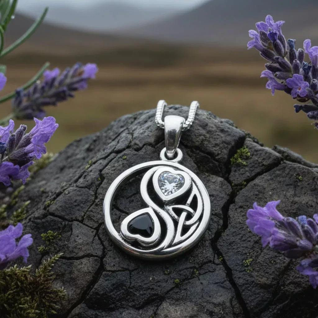 Celtic Yin Yang Lover Necklace in Sterling Silver