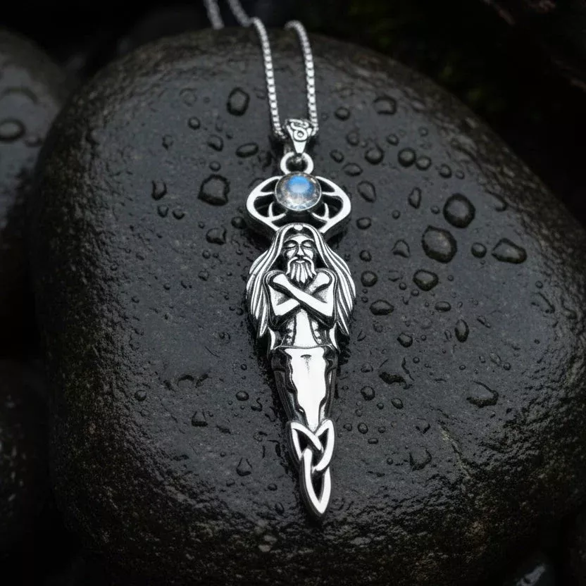 Cernunnos Moonstone Necklace in Sterling Silver