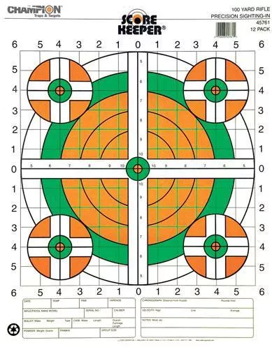 Champion Scorekeeper Targets - Fluorescent Orange & Green Bull