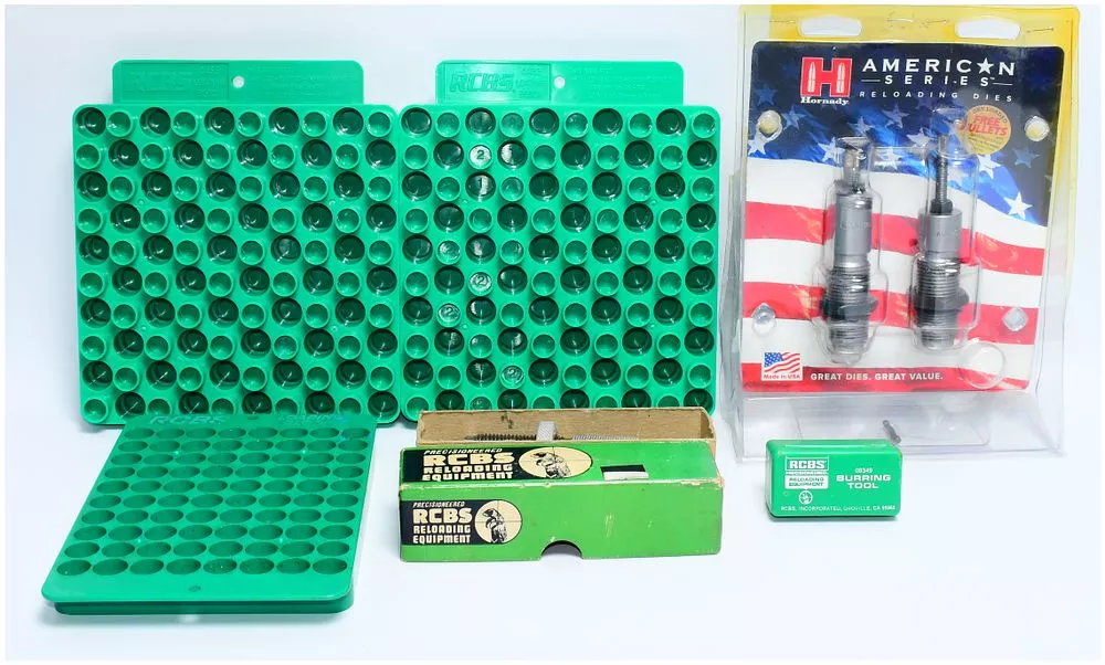 A Collection of Modern Firearm Reloading Equipment by RCBS and Hornady