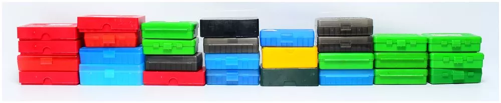 A Collection of MTM Flip-Top Ammunition Storage Boxes