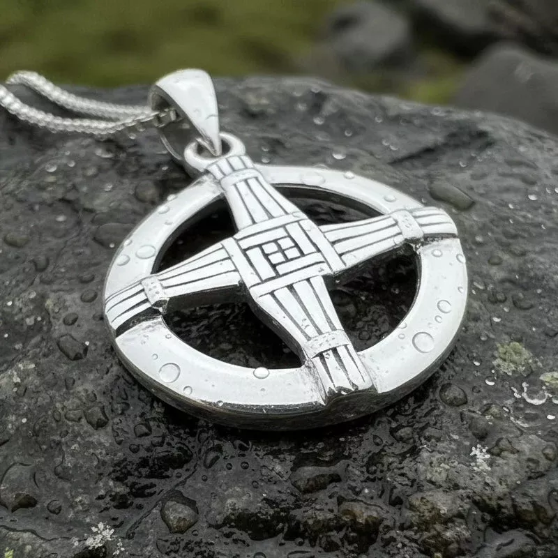 Dundalk Irish Saint Brigid's Cross Necklace in Sterling Silver