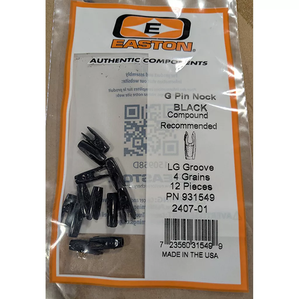 Easton Compound G Pin Nocks - Black Large Groove (12 pk)