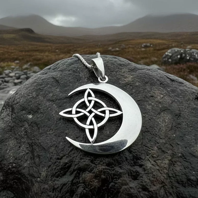 Erenay Celtic Moon Necklace in Sterling Silver