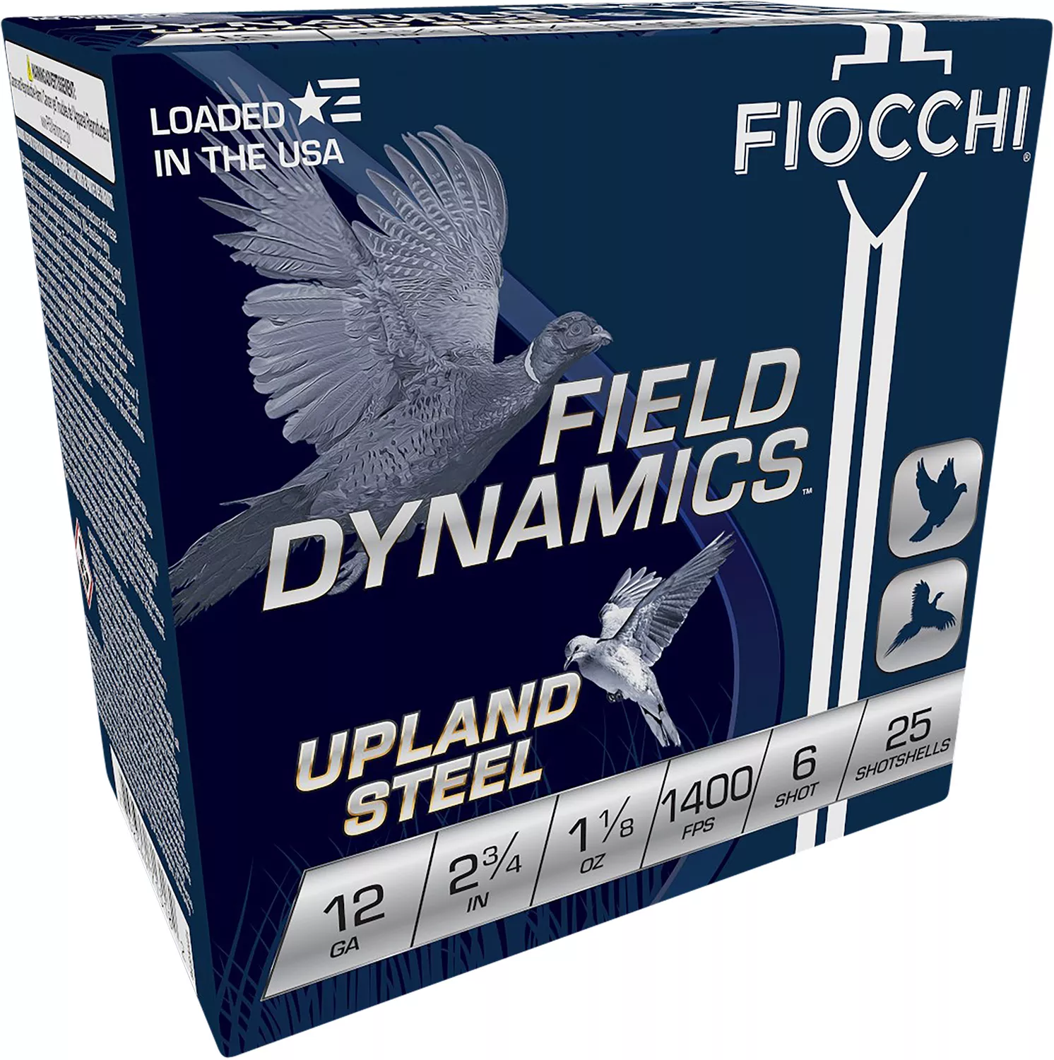 Fiocchi Field Dynamics Upland Steel 12 Gauge 2-3/4" #6 Shot 1-1/8 oz - 25 Rounds (10 Boxes per Case)