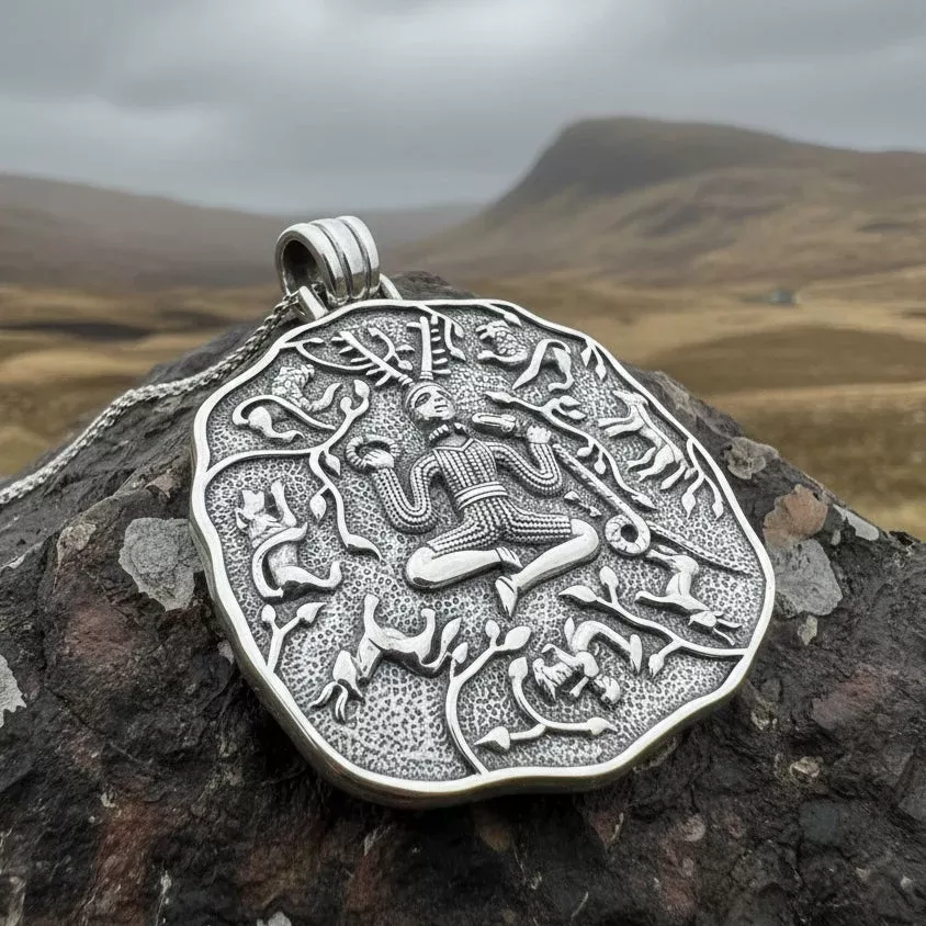 Forest King Cernunnos Necklace in Sterling Silver