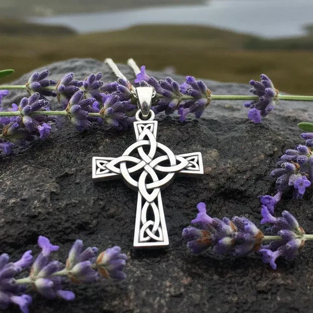 Four Corner Knot Celtic Cross Necklace in Sterling Silver