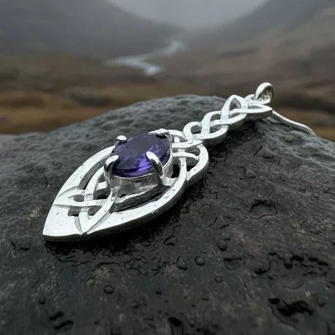 Georgina Celtic Knot Amethyst Necklace - Handmade in Scotland
