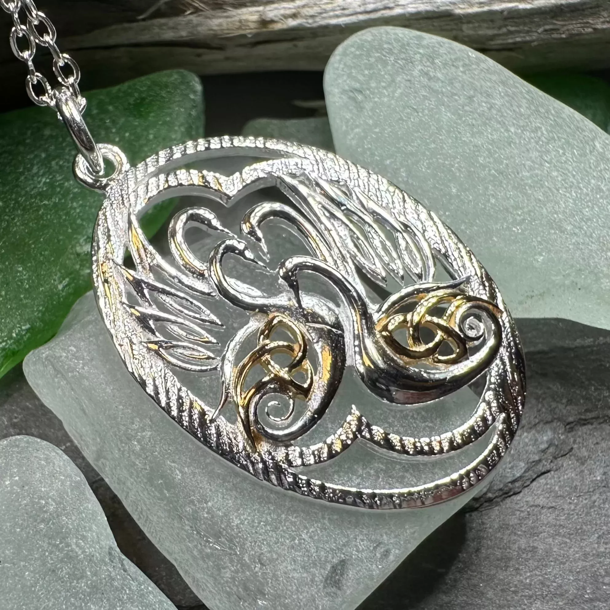 Golden Children of Lir Swan Necklace