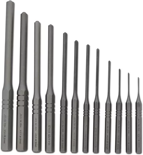 Grace USA 12PC Roll Pin Punch Set - Steel with Vinyl Pouch