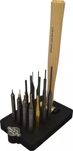 Grace USA 17 Piece AR15 Punch & Hammer Set with Bench Block