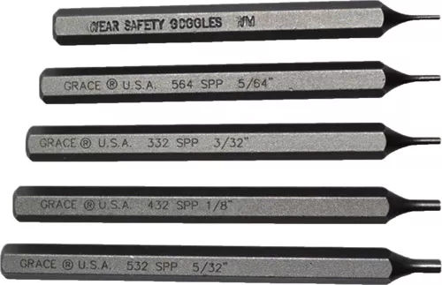 Grace USA Starter Short Pin Punch Set - 5PC Steel Tools