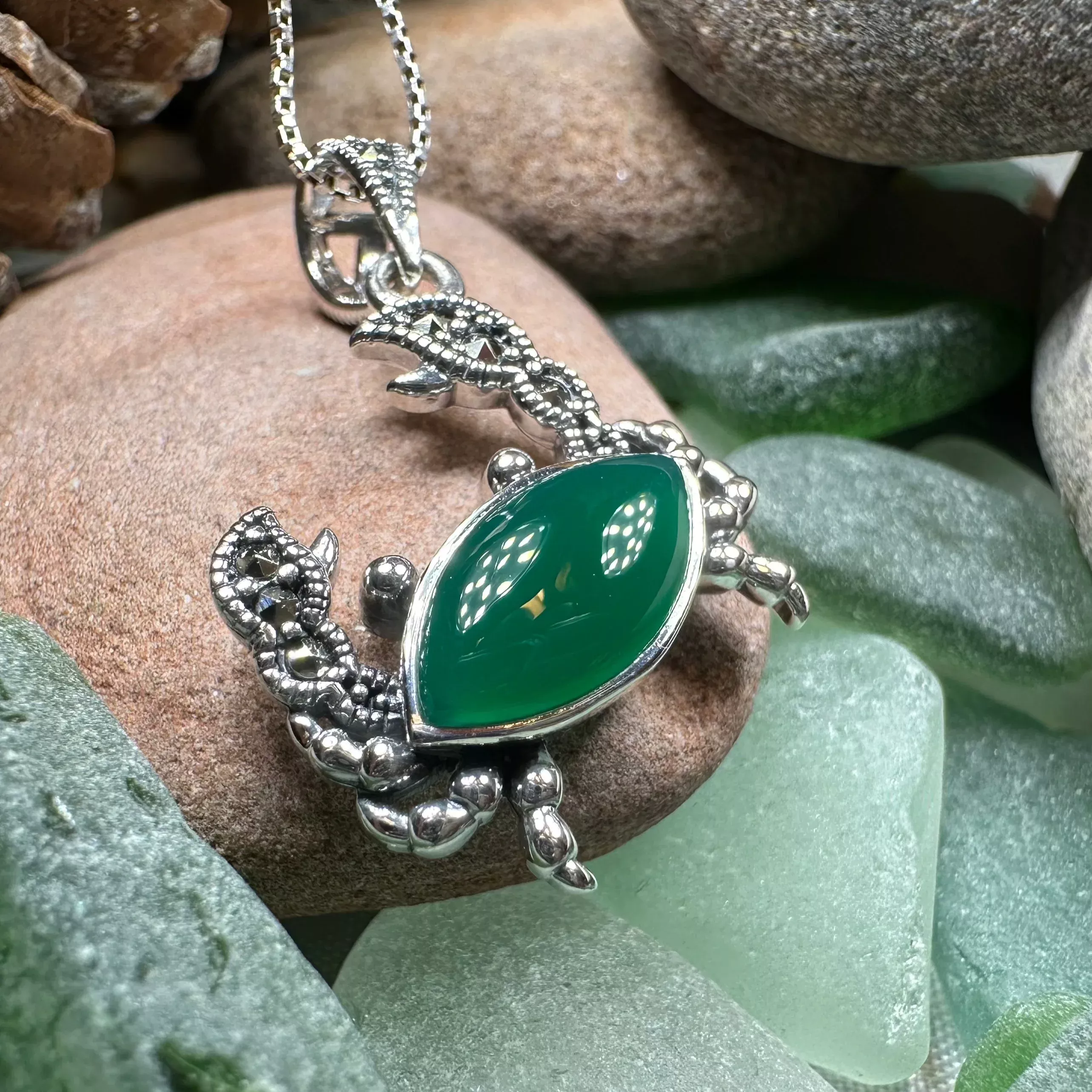 Green Seas Crab Necklace