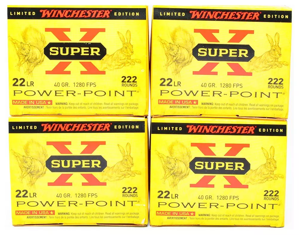 A Group of Five Limited Edition Winchester Super-X .22LR 40gr Power-Point Ammunition Boxes, Totaling 888 Rounds