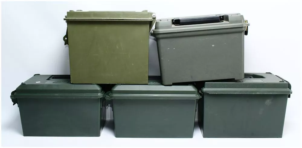 A Group of Five Plastic Ammo Cans