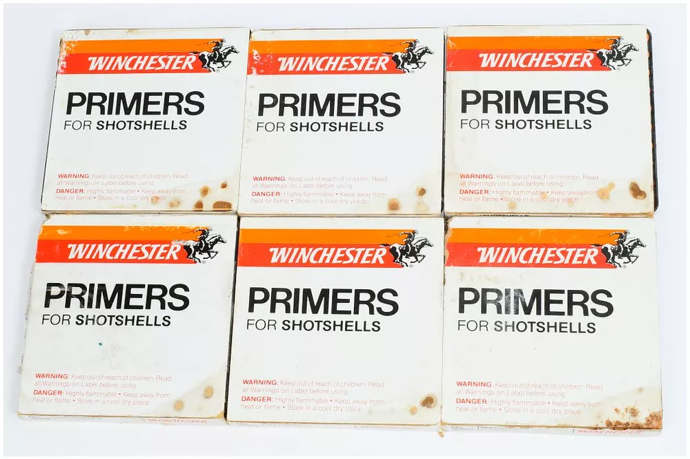 A Group of Six Vintage Winchester Primers for Shotshells Boxes