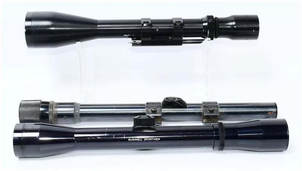 A Group of Three Vintage Rifle Scopes: Bushnell Sportview, Weaver V22, and BALvar 8