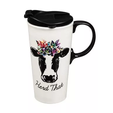 "Herd That" Cow 17oz. Travel Cup with Lid and Box #3CTC01004