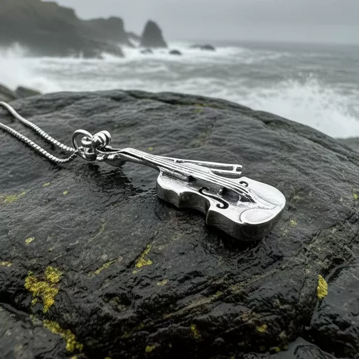Irish Fiddle Celtic Necklace in Sterling Silver