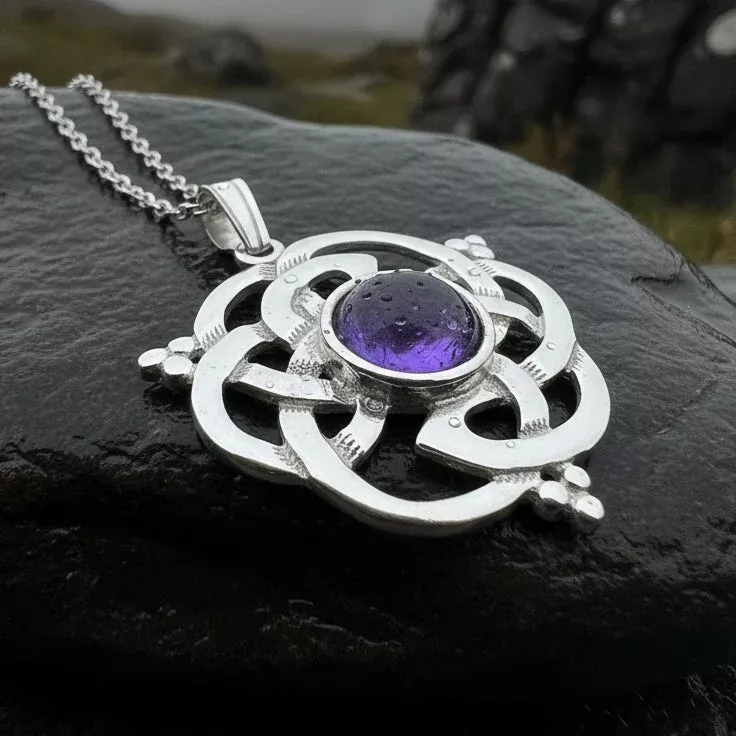 Kyrie Amethyst Celtic Knot Necklace - Handmade in Scotland