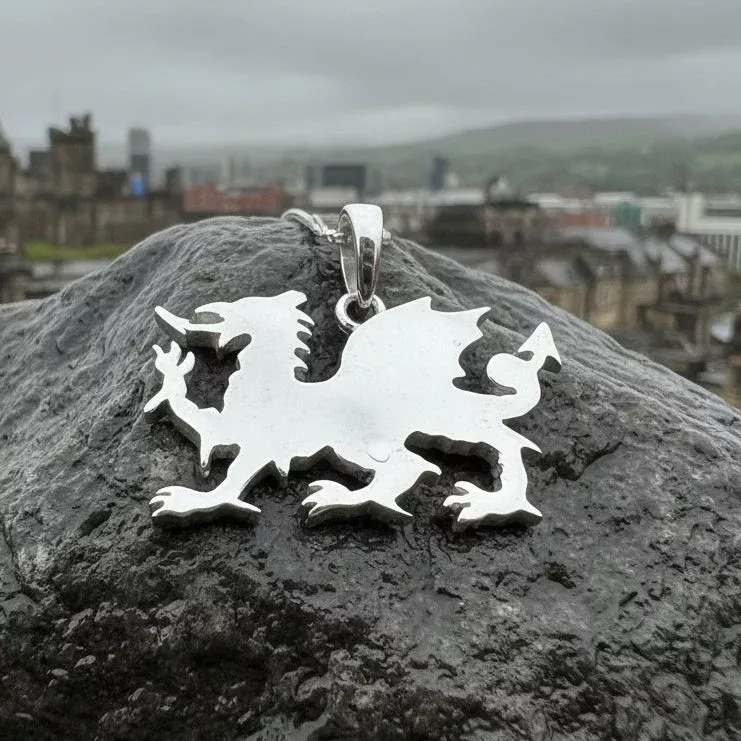 Llywelyn Welsh Dragon Necklace in Sterling Silver