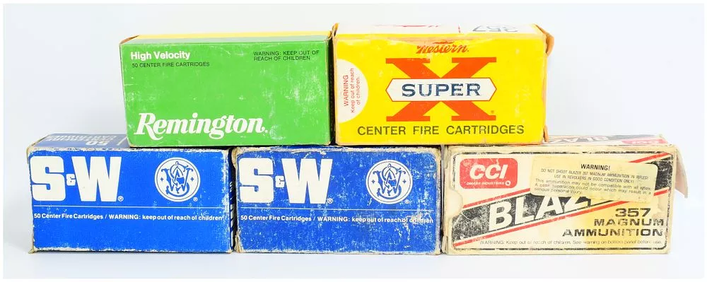 A Lot of 250 Rounds Mixed Head Stamped .357 Magnum Ammunition, including Remington, Western, S&W, and CCI Blazer