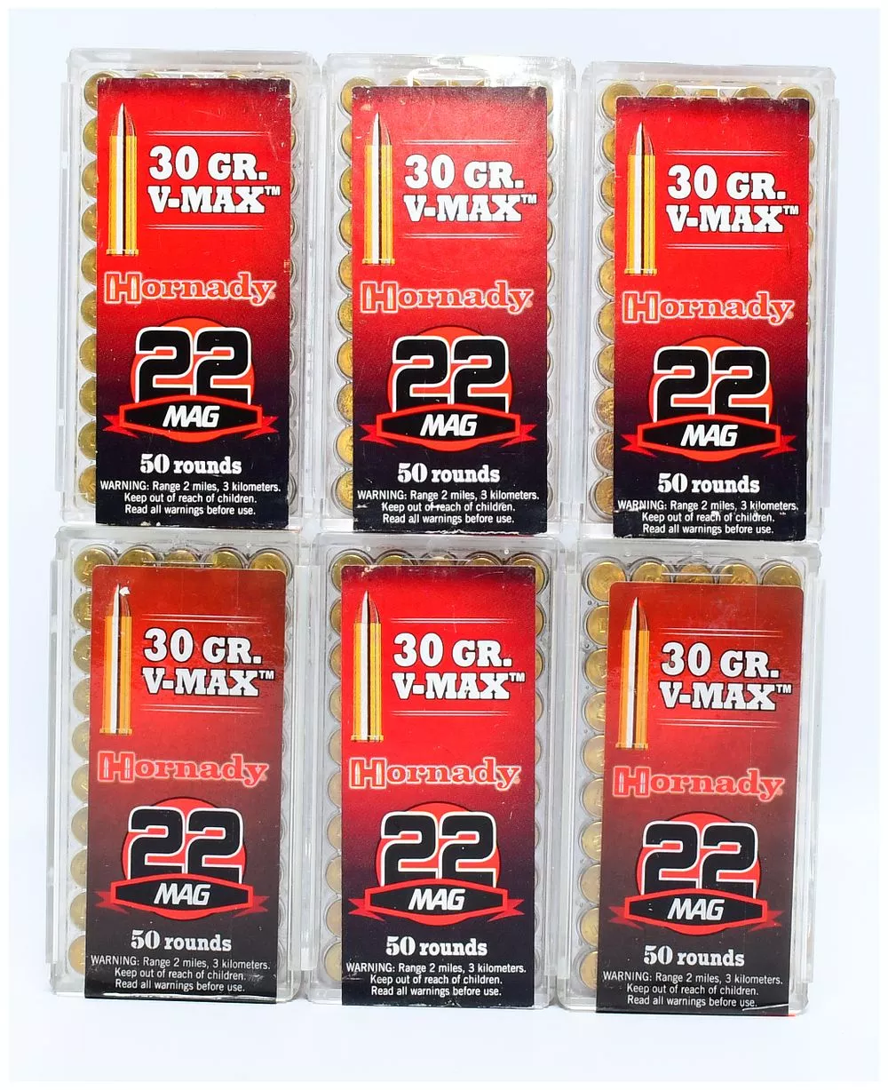 A Lot of 300 Rounds Hornady .22 WMR 30 Grain V-MAX Ammunition