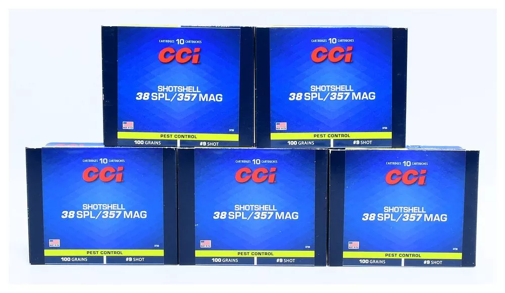 A Lot of 50 Rounds CCI Shotshell .38 Special / .357 Magnum Pest Control 100 Grain #9 Shot Aluminum Case Ammunition