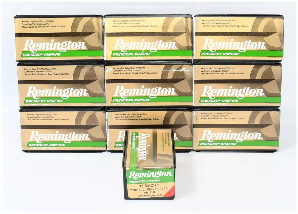 A Lot of Ten Boxes Remington Premier Rimfire .17 Mach 2 Ammunition, Total 500 Rounds