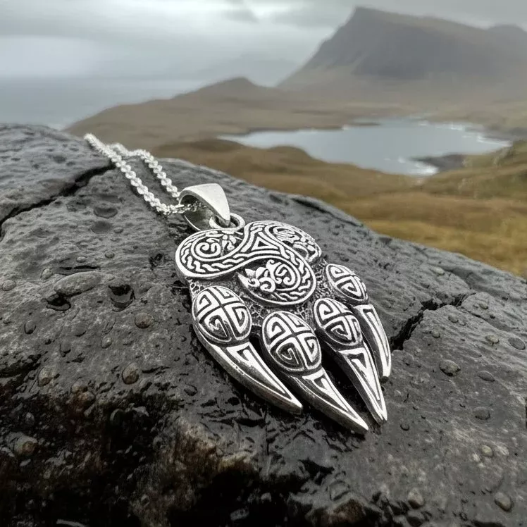 Mathan Celtic Bear Claw Necklace in Sterling Silver