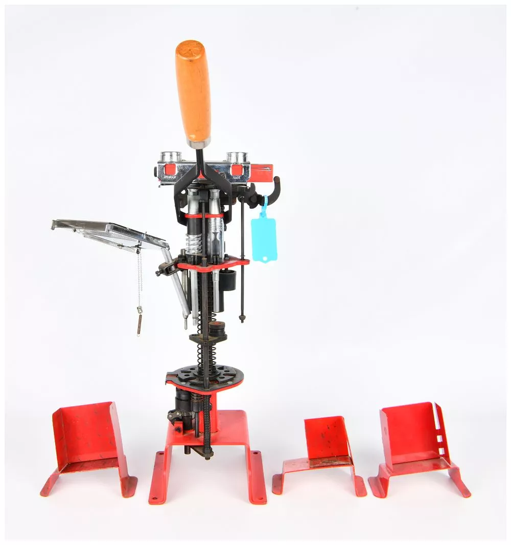MEC 8567 Grabber Progressive Shotshell Reloading Press, Appears to be in .410 Gauge, with Three E-Z Pak Caddies