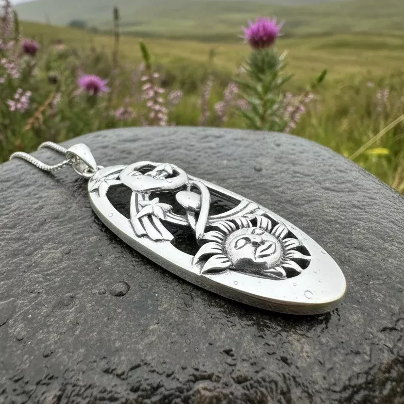 Milky Way Moon & Stars Galaxy Necklace in Sterling Silver