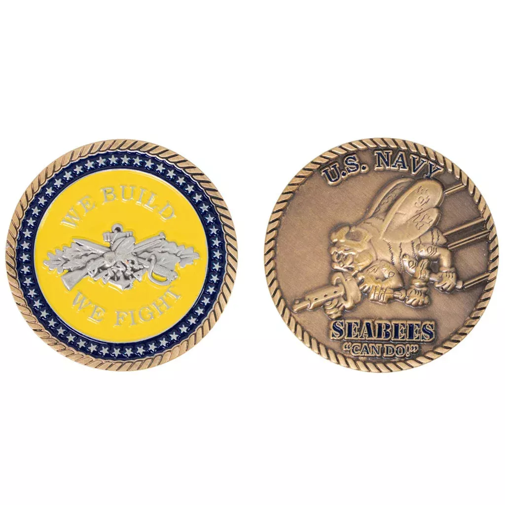 Navy Seabee Round Coin