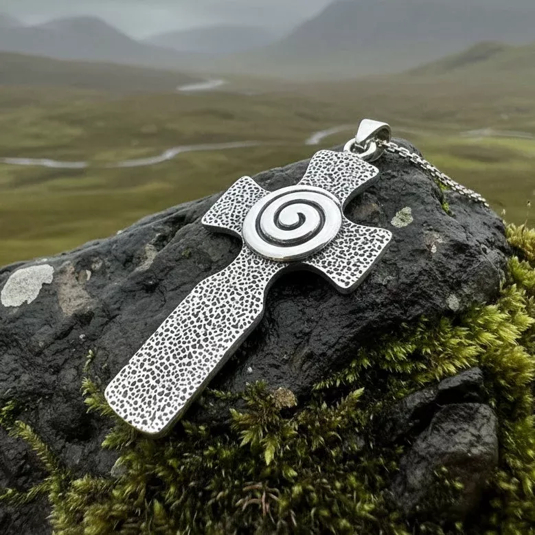 Newgrange Celtic Cross Necklace in Sterling Silver