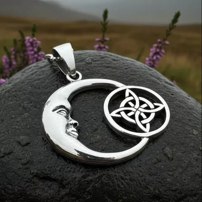 Nightdreamer Celtic Crescent Moon Necklace in Sterling Silver
