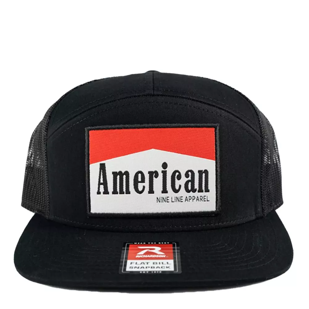 Nine Line American Trucker Hat - 7-Panel Black