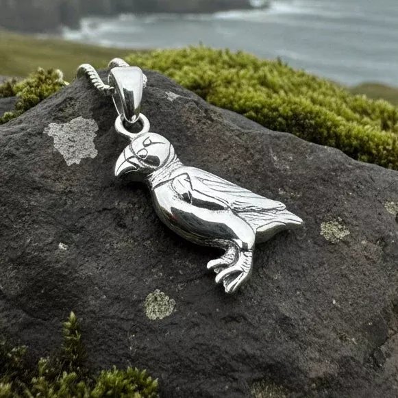 Orkney Isle Puffin Necklace in Sterling Silver