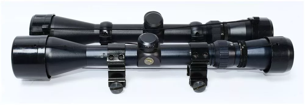 A Pair of Rifle Scopes, including Nichols and Ovlife examples