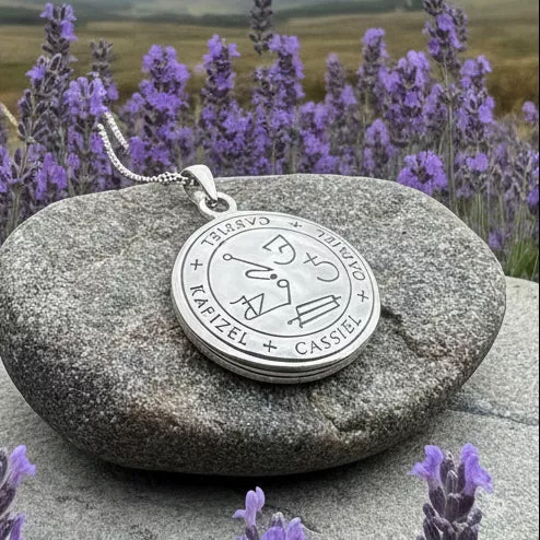 Petite Archangel Cassiel Sigil Pendant in Sterling Silver