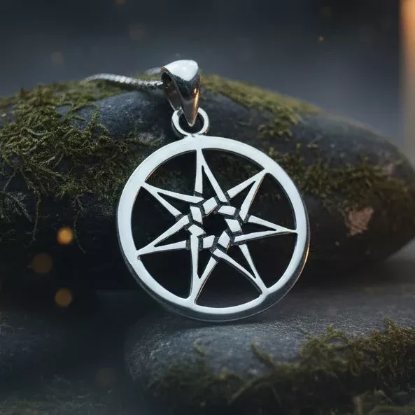 Petite Seven Pointed Elven Star Necklace in Sterling Silver