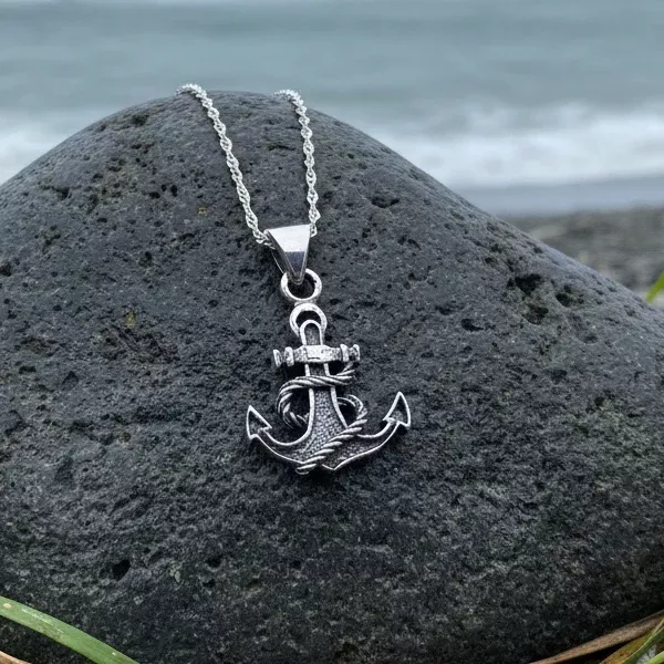 Pittenweem Petite Anchor Necklace in Sterling Silver