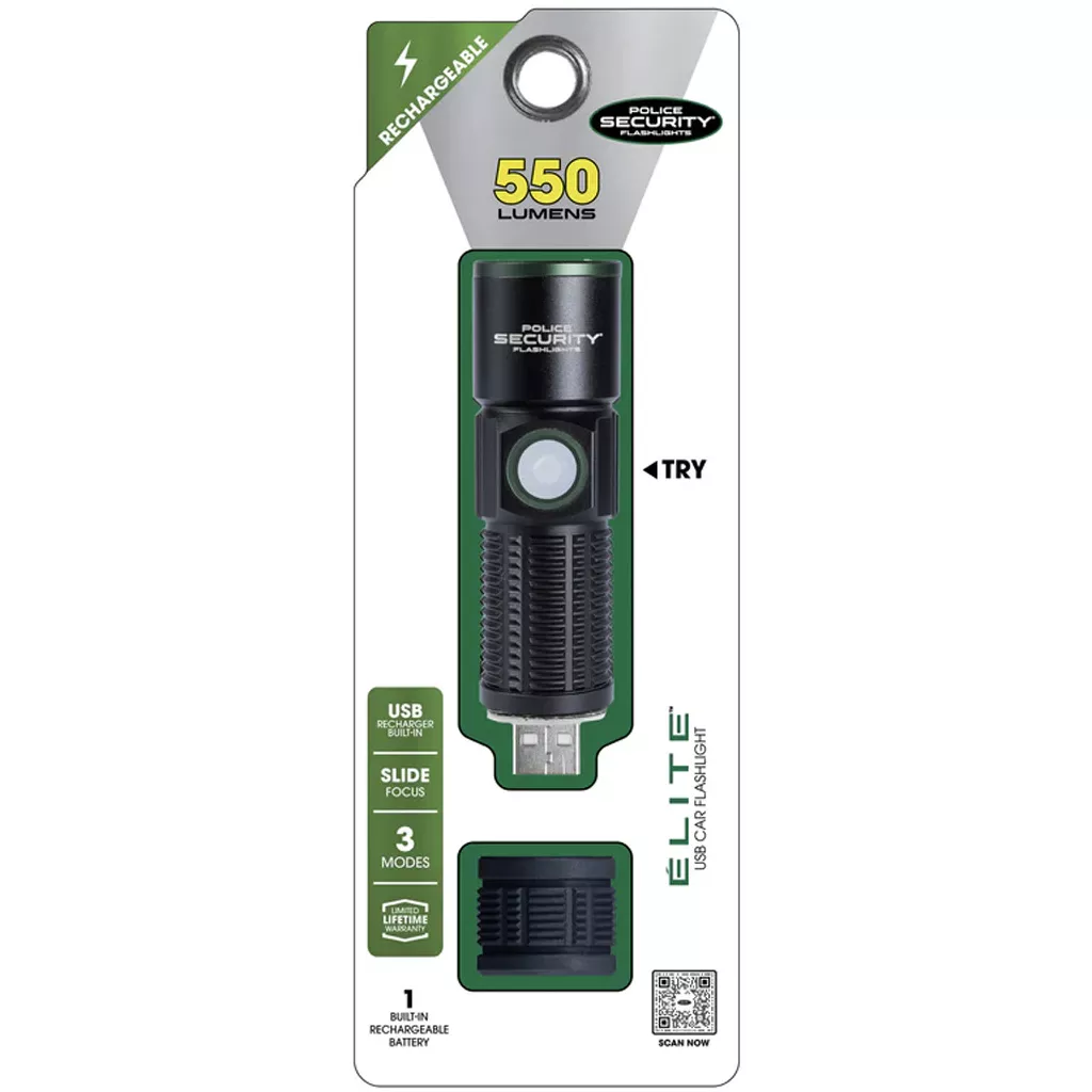 Police Security USB Flashlight - 550 Lumens Rechargeable